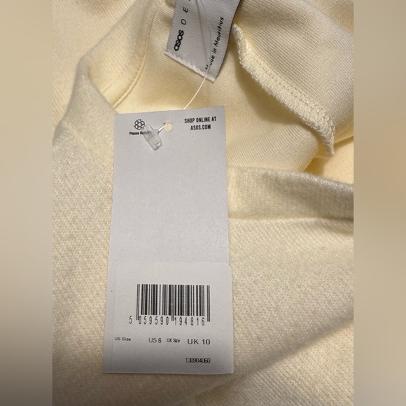 ASOS Designs Cream Tie Front Long Sleeve Dress Size 6 - Picture 10 of 12